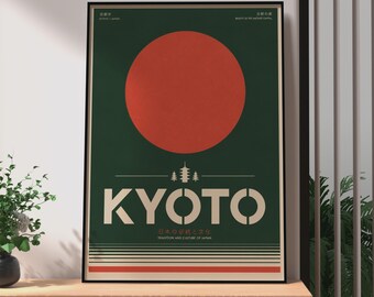 Plakat retro z japońskiego Kioto, wydruk artystyczny z pagodą Czerwonego Słońca, sztuka ścienna z podróży do Japonii