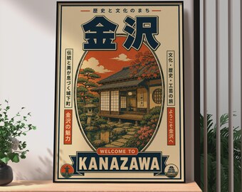 Plakat podróżniczy Retro Kanazawa, sztuka ścienna z magazynu Vintage Japan, plakat podróżniczy Retro Japan