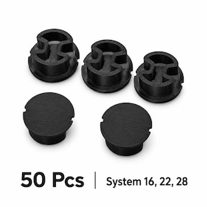 Sistema de Tampões para Orifícios em Mesas de Soldagem com Diâmetros de 16, 22, 28 mm, etc. - Conjunto de 50 Peças para Tampões de Orifícios em Mesas de Fixação e Bancadas de Trabalho