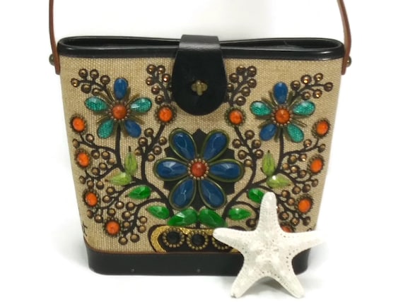 Small Enid Collins 'Flower Basket' Handbag; Bedazz