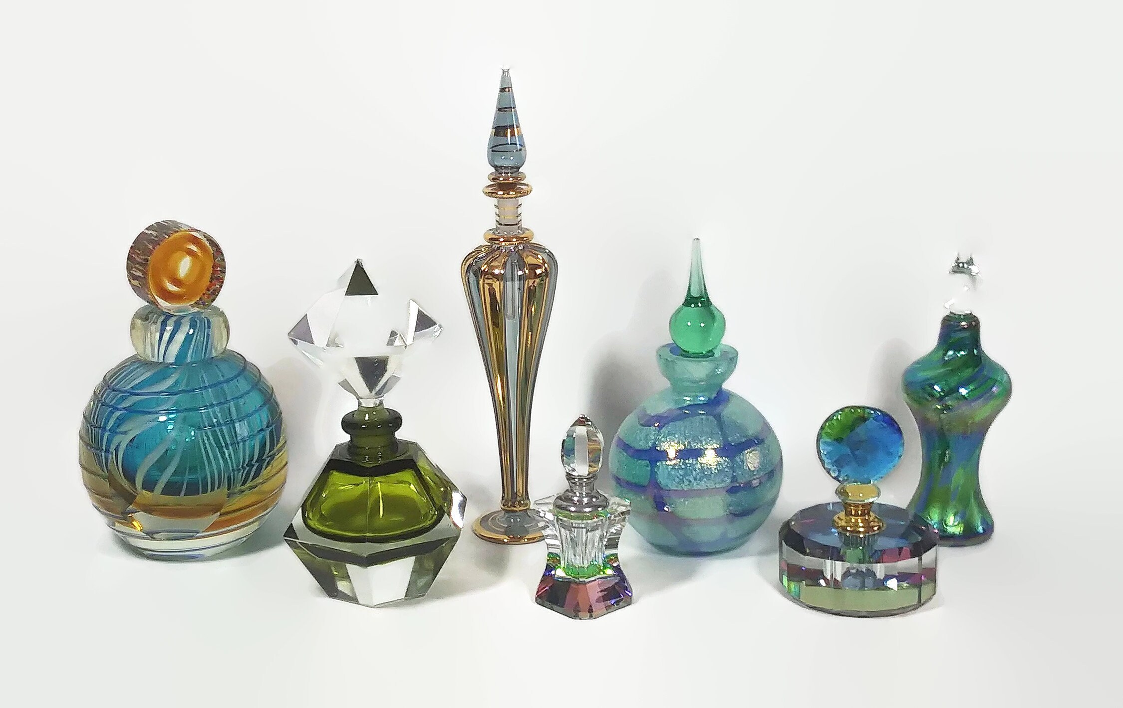 Textured Glass Perfume Bottle Aqua Blue Scent Bottle Etsy