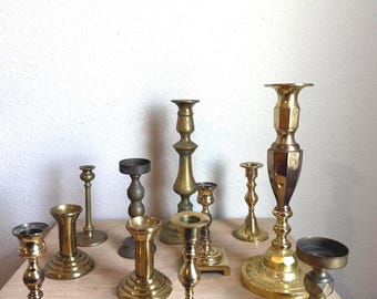 Vintage Brass Candlestick | Choice of 11 Brass Pieces, Cottage Farmhouse Decor