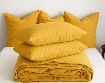 Honey Linen DUVET COVER Set. 100% French Flax Washed linen bedding set. linen Quilt Cover set. King Queen Full Twin Custom All Size.