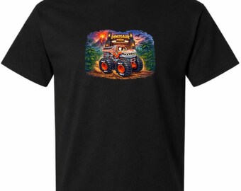 Monster Dinosaur Truck Family Matching Shirts, Dino Monster Truck Birthday Tee, Roar Into Action Shirt, Family Vacation Matching Shirts