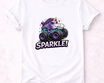 Sparkle Smash Inspired Monster Truck Shirt, Unicorn Monster Truck Tee, Girls Monster Truck Birthday Shirt, Mom Era Shirt, Matching Family