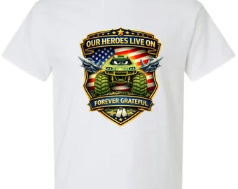 Monster Truck Patriotic Shirt | USA Flag Memorial Day Tee | Family Matching Outfit
