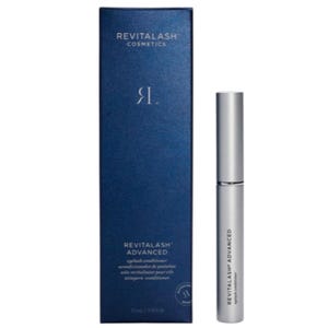 May include: A silver eyelash conditioner tube and a navy blue box with the text "REVITALASH COSMETICS" and "REVITALASH ADVANCED" are displayed. The box also includes the text "eyelash conditioner" and "3.5ml / 0.118 fl oz".