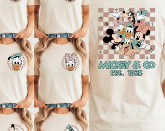 Retro Mickey Minnie Shirt, Checkered Mickey and Friends Shirt, Disney Family Matching Tee, Retro Disney Trip T-shirt, Disneyland Sweatshirt