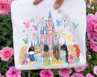 Disney Princess Shirt, Magic Kingdom Princess Tee, Watercolor Princess Castle T-shirt, Disneyland Girl Trip, Disneyland Family Trip Shirt