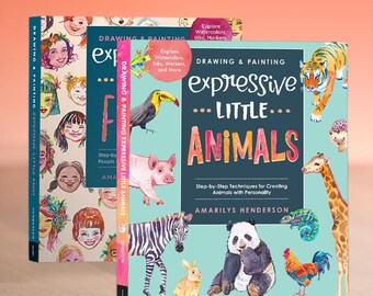 Disegno e pittura di piccoli volti e animali espressivi - Libri didattici ad acquerello firmati dall'autore