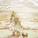 Girls, sisters, art print, beach, sea, monotone, Brown, "Ocean's Lullaby" Laurie Shanholtzer museum quality flat  canvas print