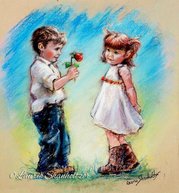 Boy And Girl Art Cute Couple Sweethearts Love You Etsy Boy And Girl Art Cute Couple Sweethearts Love You Etsy