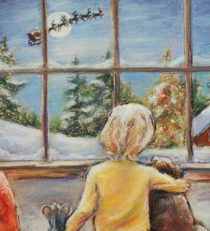 Child puppy kitty snow Laurie Shanholtzer Christmas Painting | Etsy