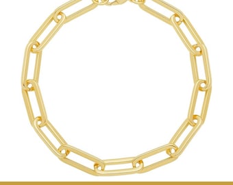 Chunky Paperclip Chain Bracelet, 14K Gold Plated or Silver Plated, Bold Statement Jewelry