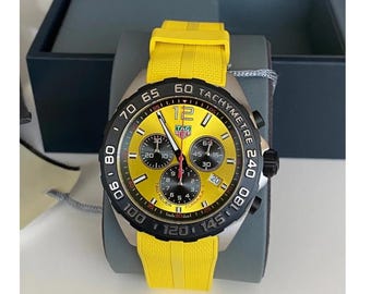TAG Heuer Formula 1 Chronograph Watch 43mm Yellow Dial Swiss Quartz CAZ101AM.FT8054