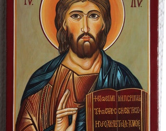 Jesus Christ Pantocrator. Byzantine icon handmade painted. Only on demand.