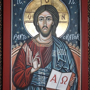 Jesus Christ Pantocrator. Romanian Ortodox handmade painted icon, on order