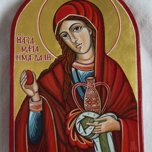 Saint Mary Magdalene Orthodox, romanian icon handmade painted on order