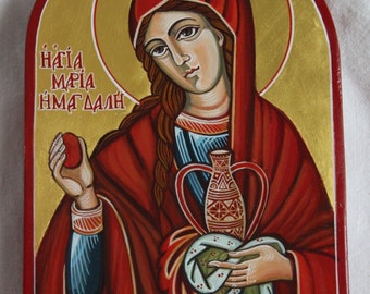 Saint Mary Magdalene Orthodox, romanian icon handmade painted on order