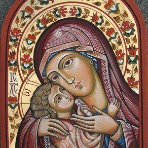 Mother of God with The Child Jesus Romanian Orthodox icon handmade painted on order