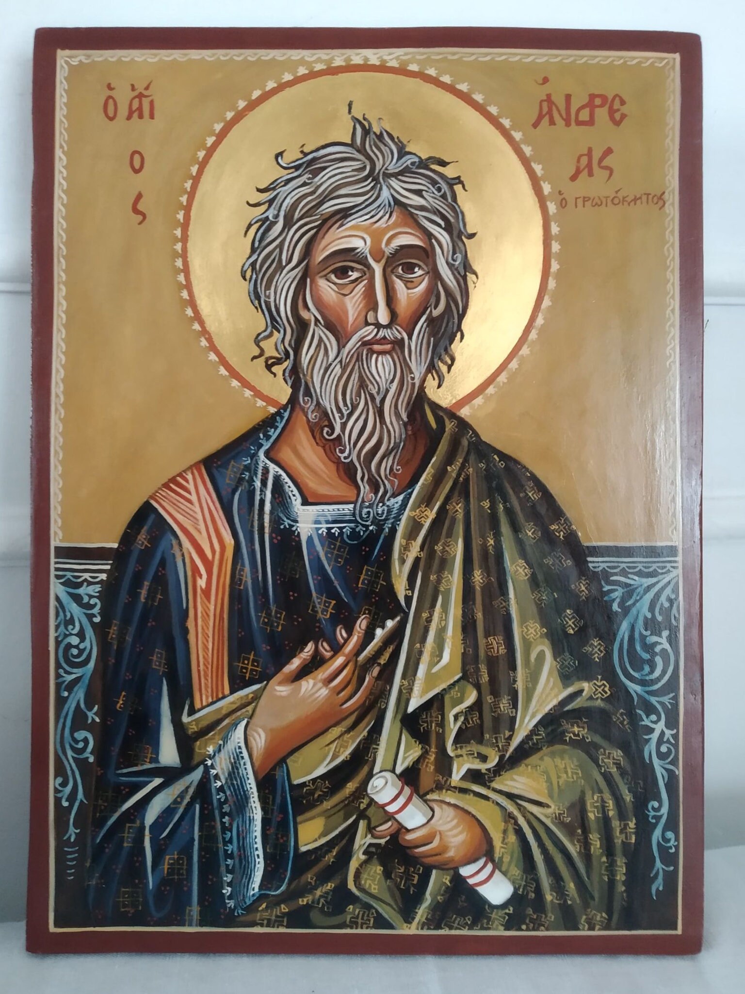 Saint Andrew, The First Called Romanian, Orthodox icon handmade painted on order