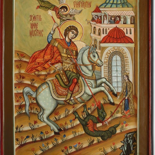 Saint George. Romanian icon Byzantine icon handmade painted. Available