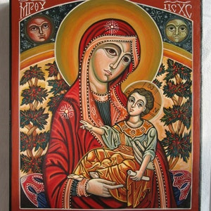Mother of God with The Child Jesus. Byzantine, romanian icon handmade painted on order