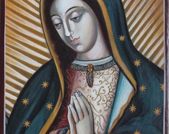 Ícone de Nossa Senhora de Guadalupe feito à mão: Arte Católica