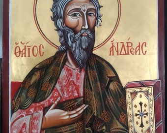 Saint Andrew, Romanian, Orthodox icon handmade painted icon on order