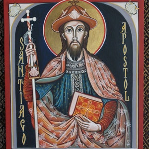 Santiago Apostol Saint Iacov. Original Romanian Catholic handmade painted icon on order