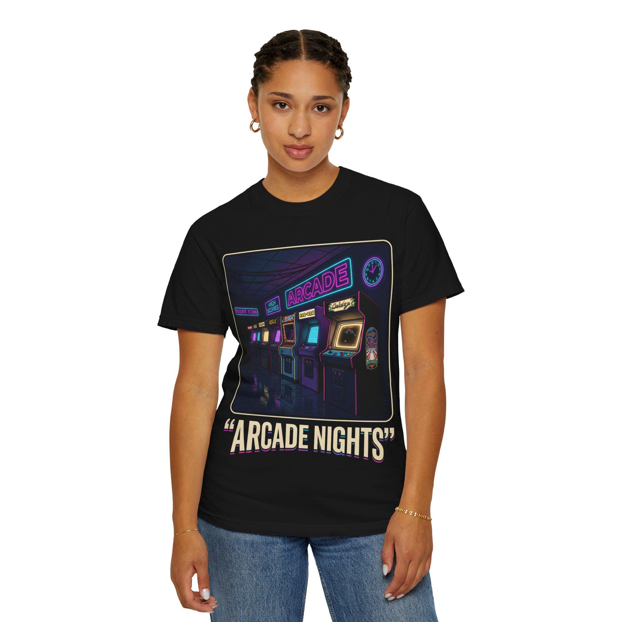 Arcade Nights Retro Arcade T-shirt | Vintage Neon Game Room - Etsy