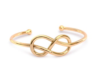 Infinity Bangle Bracelet, Knot Gold Cuff Bangle, Diamond Cuff Bracelet, Knot Bracelet, Bridesmaids Gift for Her, Friendship Jewelry