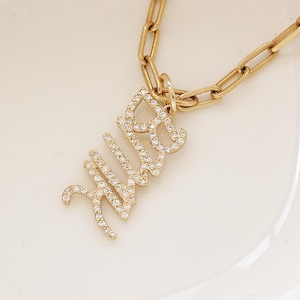 Personalized Gold and lab Diamonds Name Pendant, Customized Initials Pendant, Gift for her, Birthday Present For a Woman, ID Jewelry