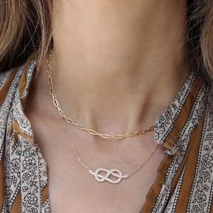 Large Infinity Knot Necklace, Diamond Pendant Necklace, White Gold Necklace, Infinity Necklace, Gold Pendant, Love Necklace