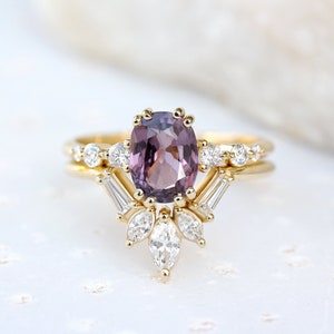 Unique Spinel & Diamonds Engagement Ring Set August - Etsy