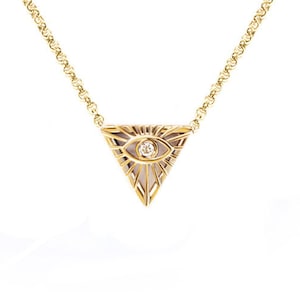 The All Seeing Eye Talisman Diamond Necklace , 14K Solid Gold Illuminati Necklace, Gift For Woman, Unique Gift Necklace, Fashion Jewelry