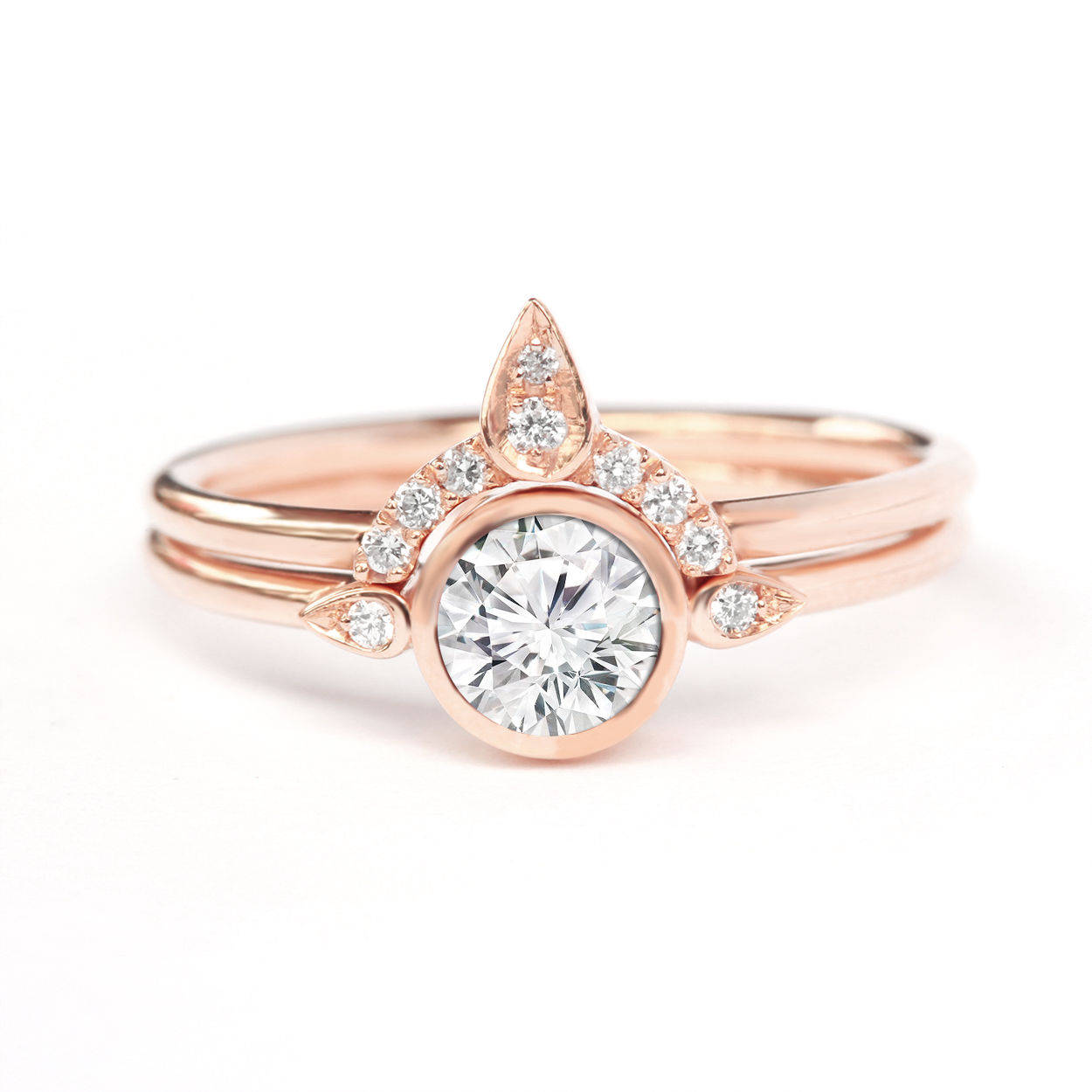 Diamond Engagement Ring 3 ct tw Round & Baguette 10K White