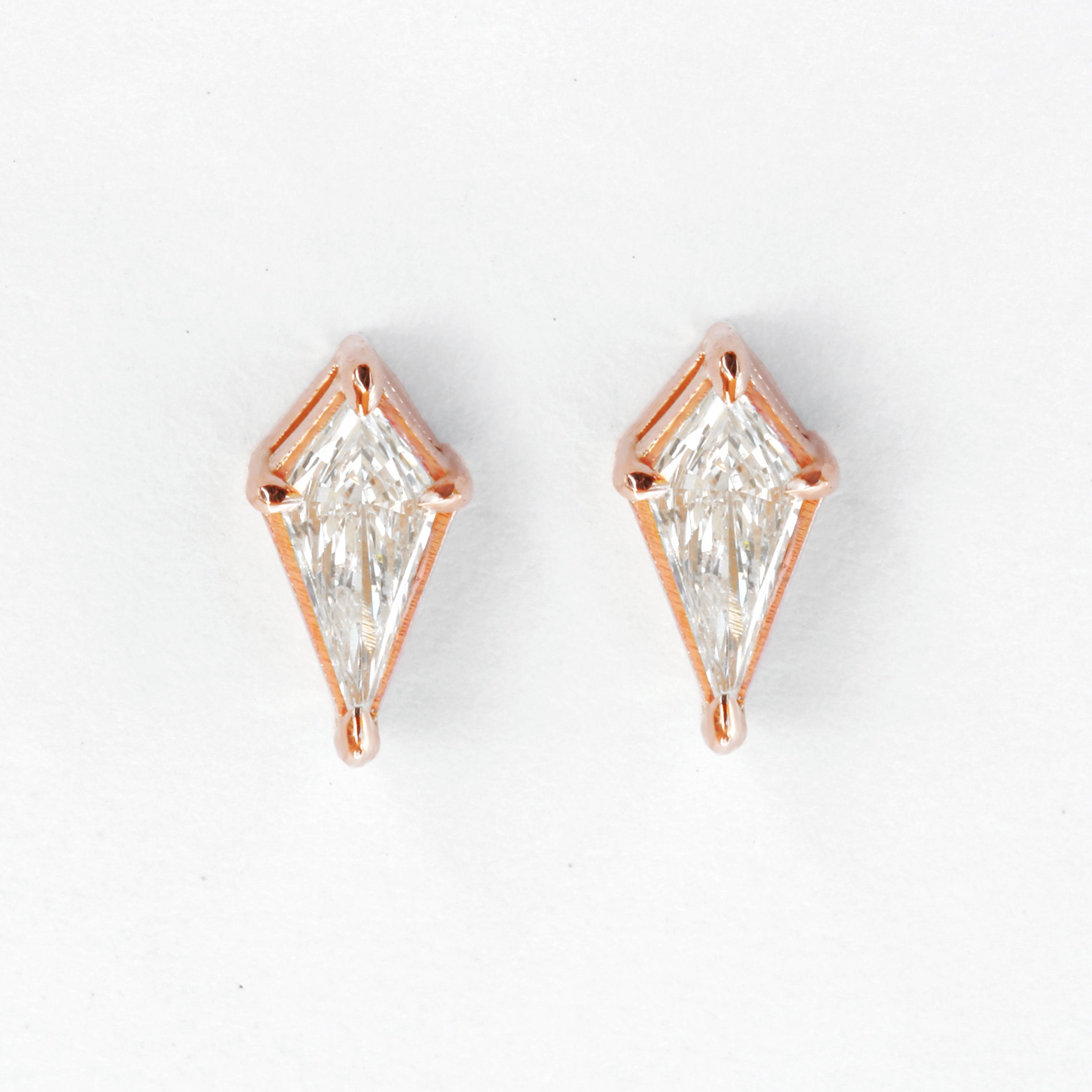 Kite Diamond Stud Earrings Unique Shield Diamond Stud | Etsy