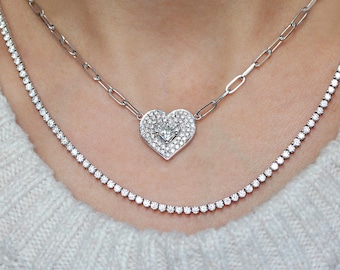 Luxurious Natural Diamonds Tennis Necklace for a Wedding Bride Jewelry Set