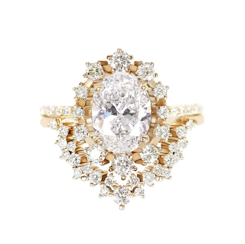 1.5ct Oval Real Diamond Halo Wedding Ring Set | 2-Ring Design with 0.75ct Accents | GIA Certified | Free Shipping & Engraving | Glory image 7