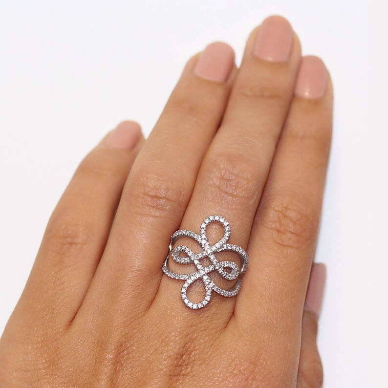 Celtic Infinity Figure 8 Knot Diamond Ring Index Finger Etsy Canada