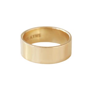 14k 18k Gold Cigar Band Ring, 8mm Chunky Gold Wedding Band, Unisex Ring