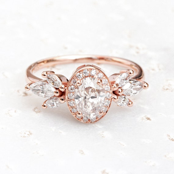 Oval Diamond 1 3ct Halo Unique Engagement Ring 1 35carat Etsy Oval Diamond 1 3ct Halo Unique Engagement Ring 1 35carat Etsy