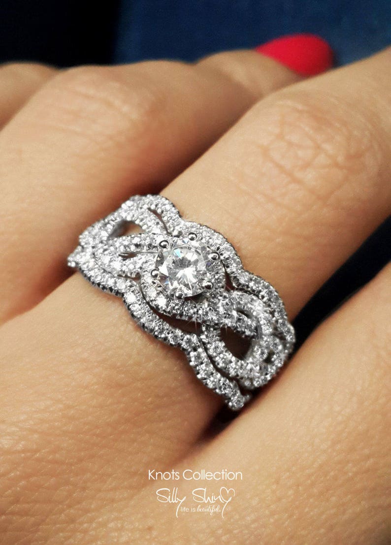 Infinity Knot Unique Engagement Ring Set Figure 8 Knot Etsy