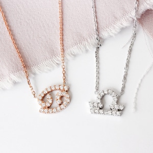 14K Gold Zodiac Sign Real Natural Diamond Pendant Necklace | Astrology Charm | Dainty Jewelry Gift Birthday Gift for Her | Anniversary Gifts