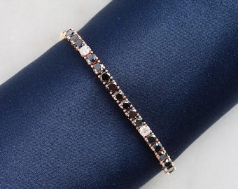 14K Gold Black Diamond Tennis Bracelet: Elegant Dainty Jewelry