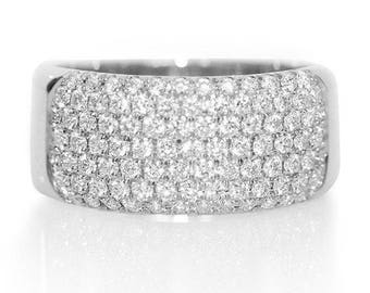 Wide Pave Diamond Band, 7 Rows Anniversary Diamond Ring, 14K / 18K Solid Gold, Diamond Cigar Band 9.5mm, Natural Diamonds Ring, Fashion Ring