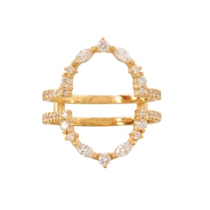 Natural Diamond Ring Guard, 14k Solid Gold Nesting Ring Wrap Enhancer, Anniversary Wedding Stack Bands, Bridal Rings