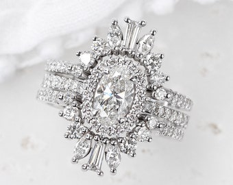 Reserved for Makayla - Custom Wedding Ring Guard, Art Deco White Gold Engagement Ring Enhancer for Women, Wedding Wrap Ring, Maia
