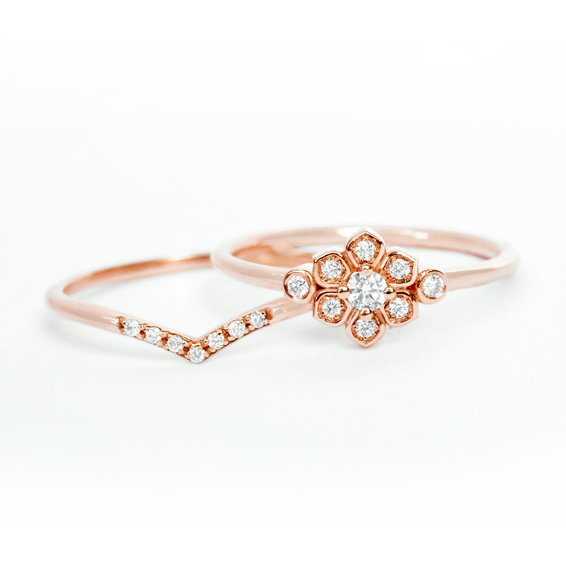 Flower Diamond Ring Flower Promise Ring Dainty & Delicate Etsy